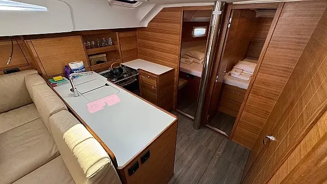Galley of Miss Esme, a Elan Impression 50.1 sailboat at Seget Donji, Croatia