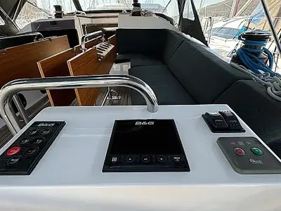 Cockpit of Miss Esme, a Elan Impression 50.1 sailboat at Seget Donji, Croatia