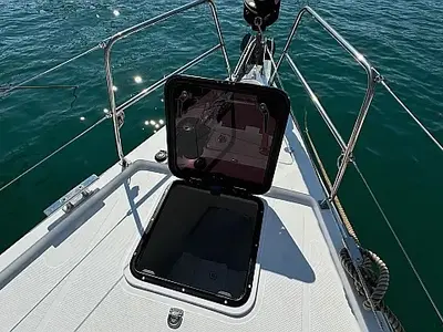 Deck of Miss Esme, a Elan Impression 50.1 sailboat at Seget Donji, Croatia