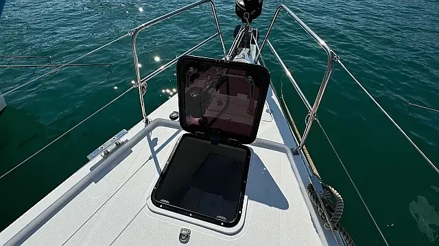 Deck of Miss Esme, a Elan Impression 50.1 sailboat at Seget Donji, Croatia