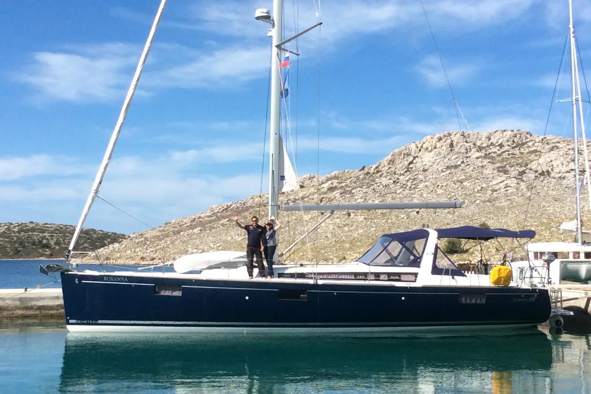 Exterior view of Roxanna, a Beneteau Oceanis 48 sailboat at Ibiza, Spain