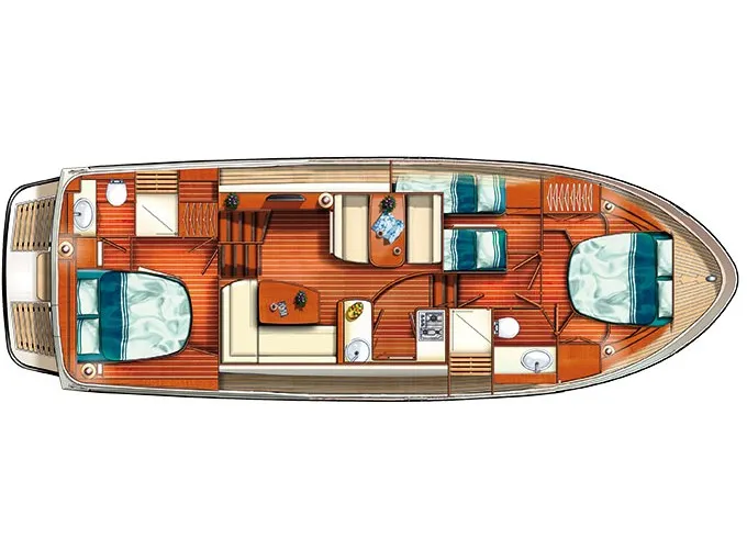 Floor plan of Wodan, a Linssen Grand Sturdy 40.9 AC motorboat at Mirow, Germany