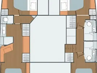Floor plan of Isabella, a Fountaine Pajot Saba 50 catamaran at Municipal Unit of Lefkada, Greece