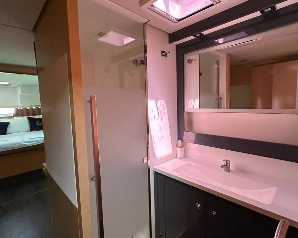 Head on Isabella, a Fountaine Pajot Saba 50 catamaran at Lefkada, Greece