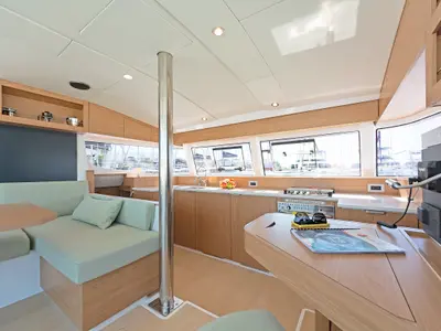 Galley of First Flirt, a Bali Catsmart catamaran at Skradin, Croatia