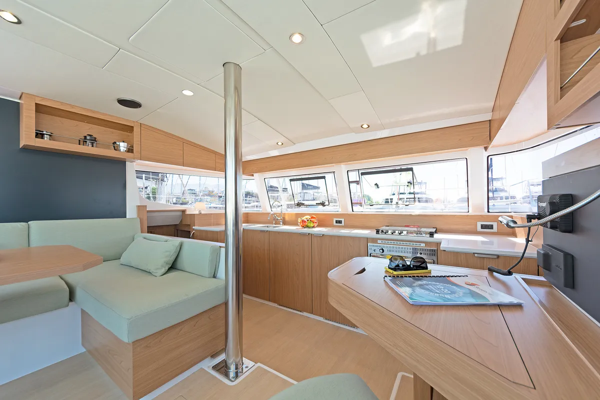 Galley of First Flirt, a Bali Catsmart catamaran at Skradin, Croatia