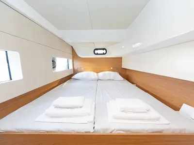 Cabin on First Flirt, a Bali Catsmart catamaran at Skradin, Croatia