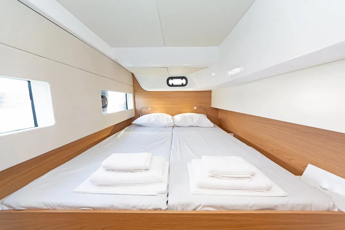 Cabin on First Flirt, a Bali Catsmart catamaran at Skradin, Croatia