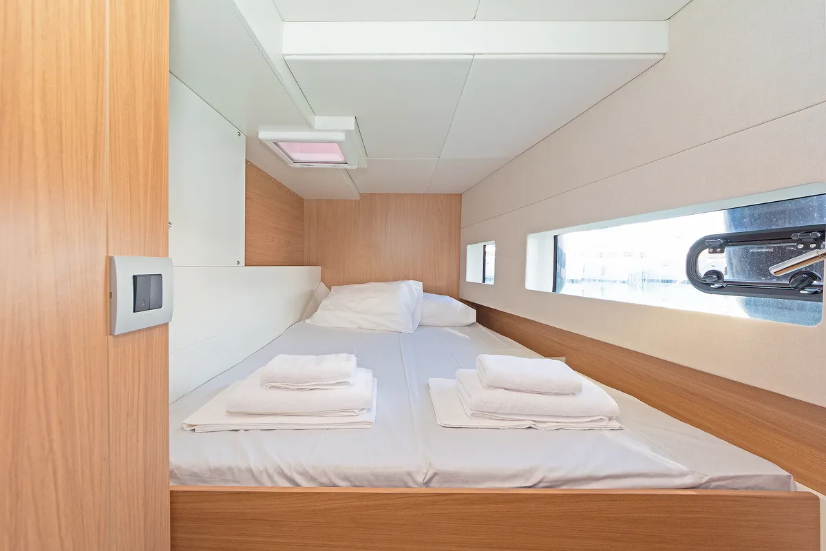 Cabin on First Flirt, a Bali Catsmart catamaran at Skradin, Croatia