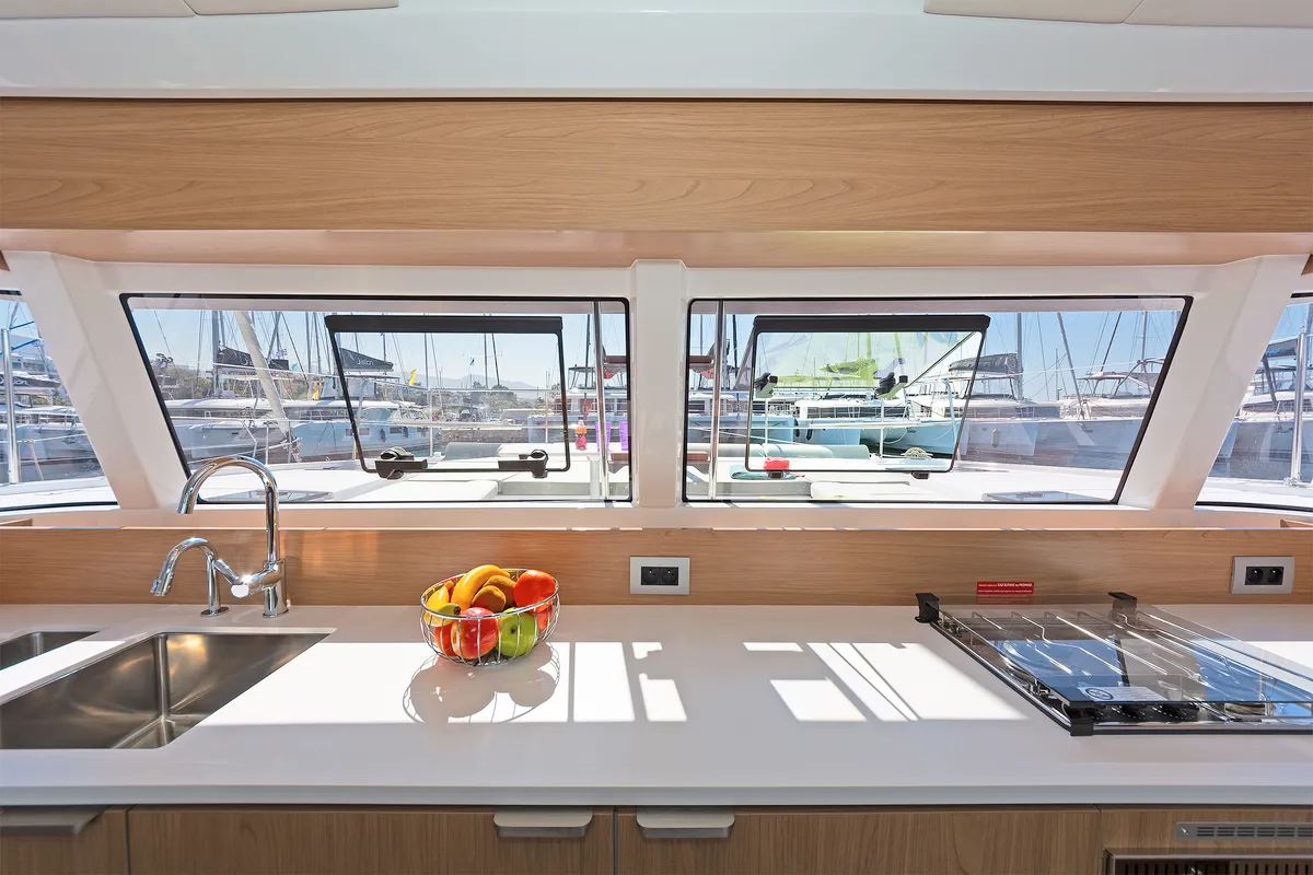 Galley of First Flirt, a Bali Catsmart catamaran at Skradin, Croatia