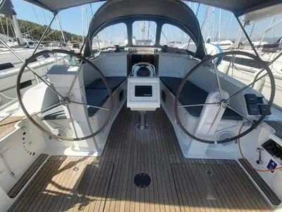 Cockpit of Livka IV, a Bavaria Cruiser 41 sailboat at Split, Croatia
