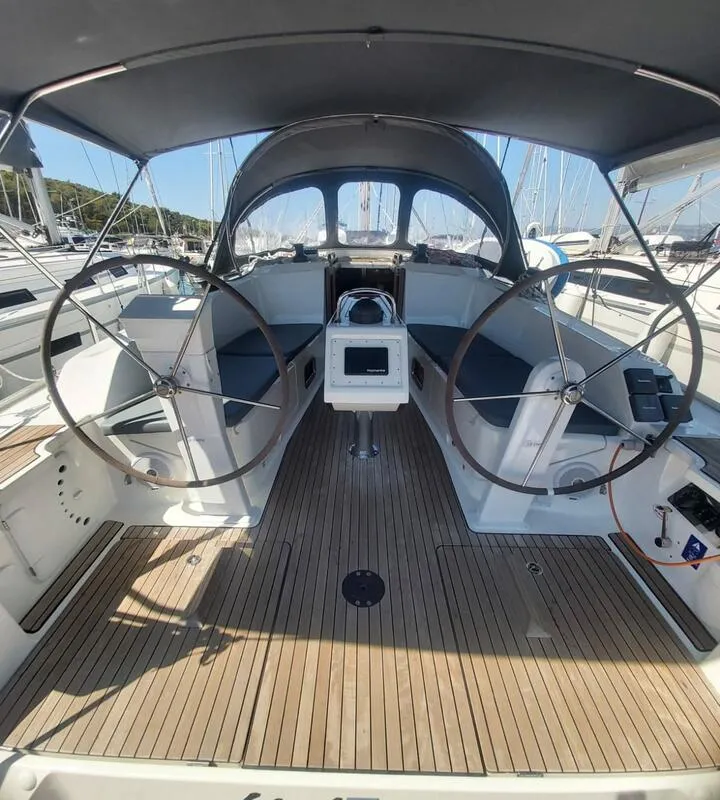 Cockpit of Livka IV, a Bavaria Cruiser 41 sailboat at Split, Croatia
