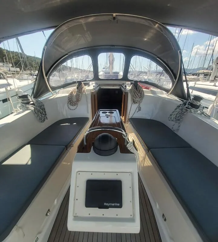 Deck of Livka IV, a Bavaria Cruiser 41 sailboat at Split, Croatia