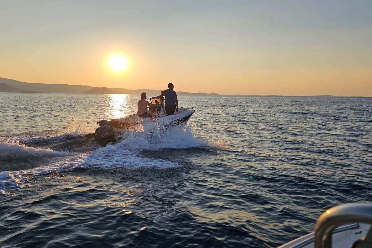 Milos V, a Compass 150 motorboat at Naxos, Greece