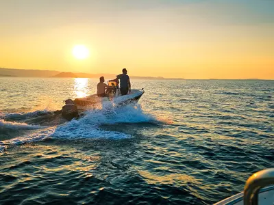 Milos V, a Compass 150 motorboat at Naxos, Greece