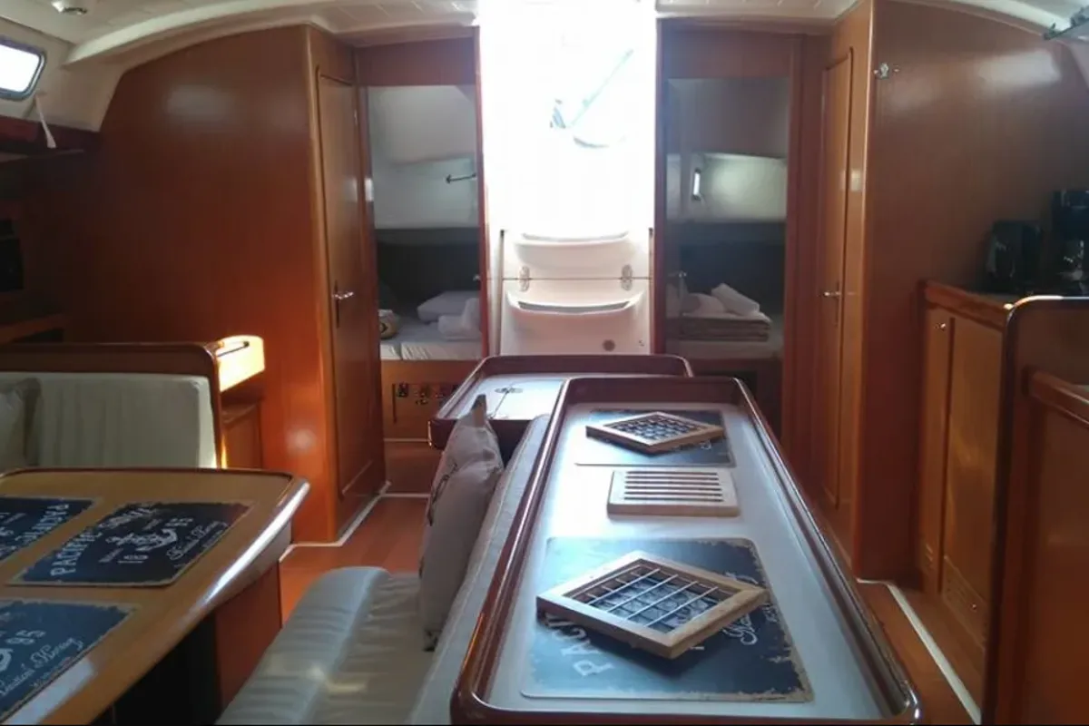 Salon of Maria, a Beneteau Cyclades 50.4 sailboat at Athens, Greece