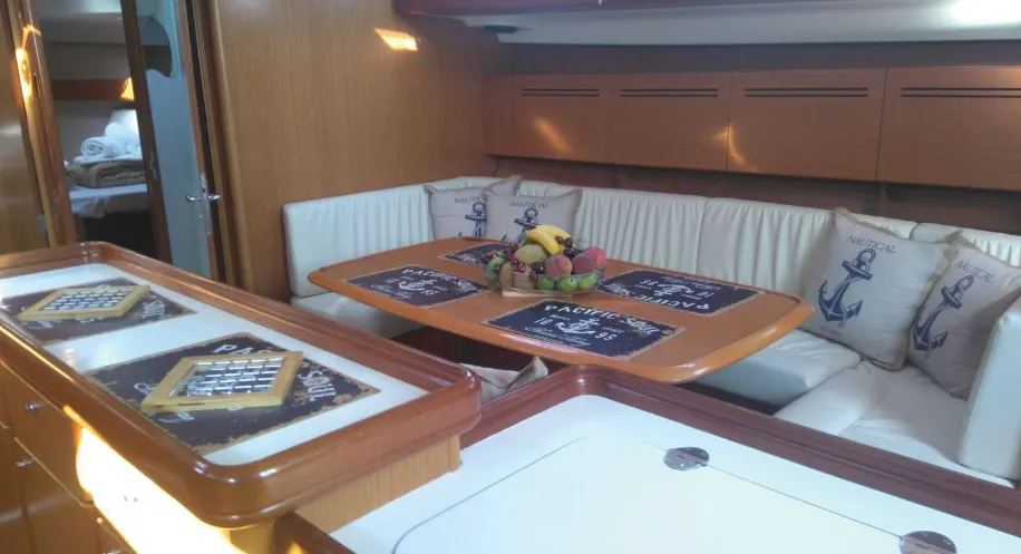 Salon of Maria, a Beneteau Cyclades 50.4 sailboat at Athens, Greece
