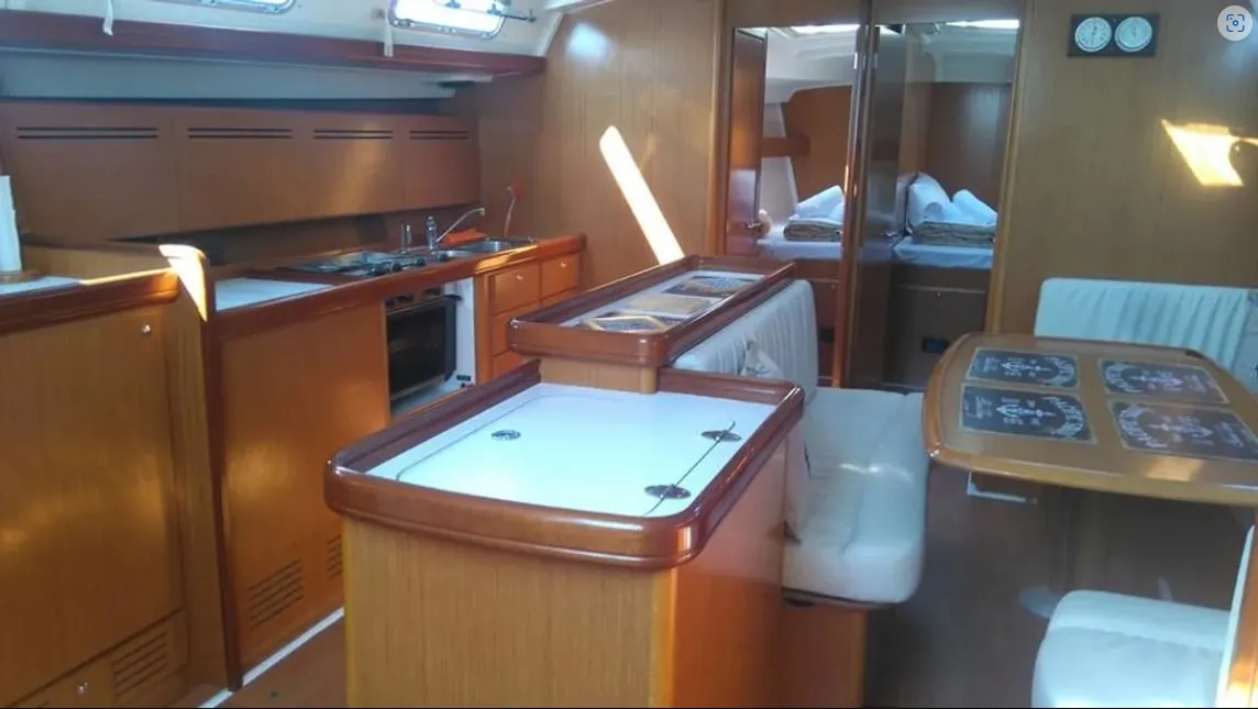 Salon of Maria, a Beneteau Cyclades 50.4 sailboat at Athens, Greece