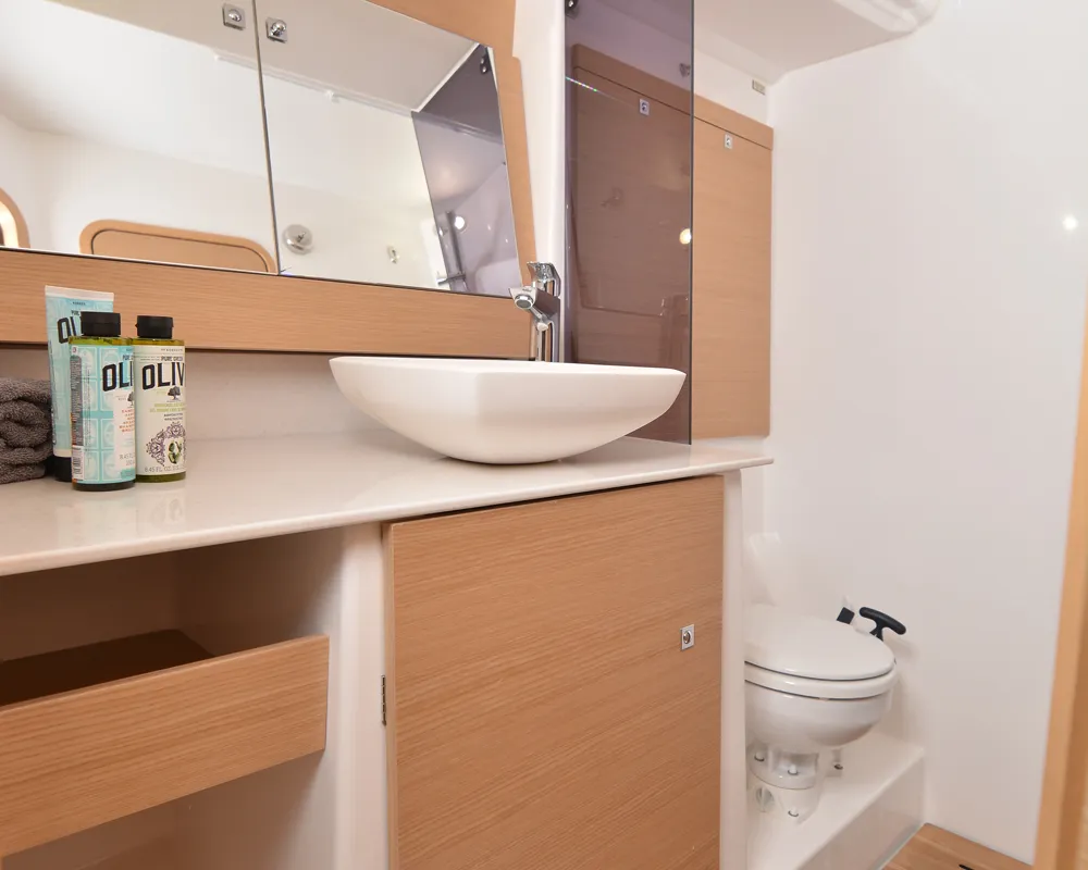 Cabin on Margarita , a Dufour 520 Grand Large sailboat at Athens, Greece