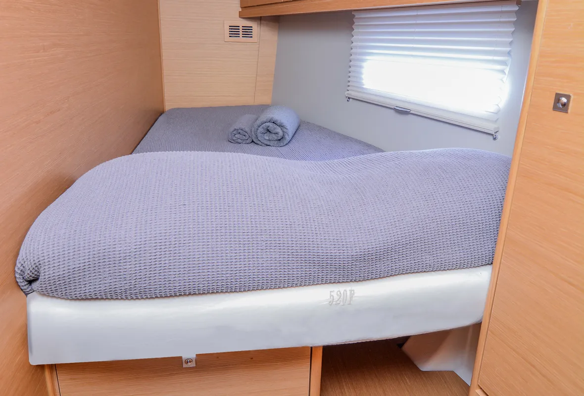 Cabin on Margarita , a Dufour 520 Grand Large sailboat at Athens, Greece