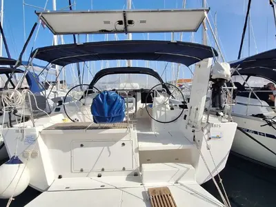 Cockpit of Ibis, a Dufour 460 GL sailboat at Grad Šibenik, Croatia