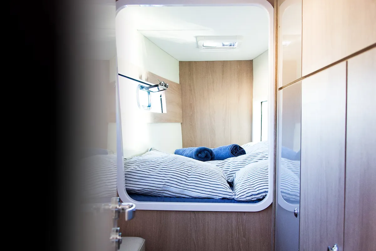 Cabin on Jumping Fitness, a Aventura 34 catamaran at Šibenik, Croatia
