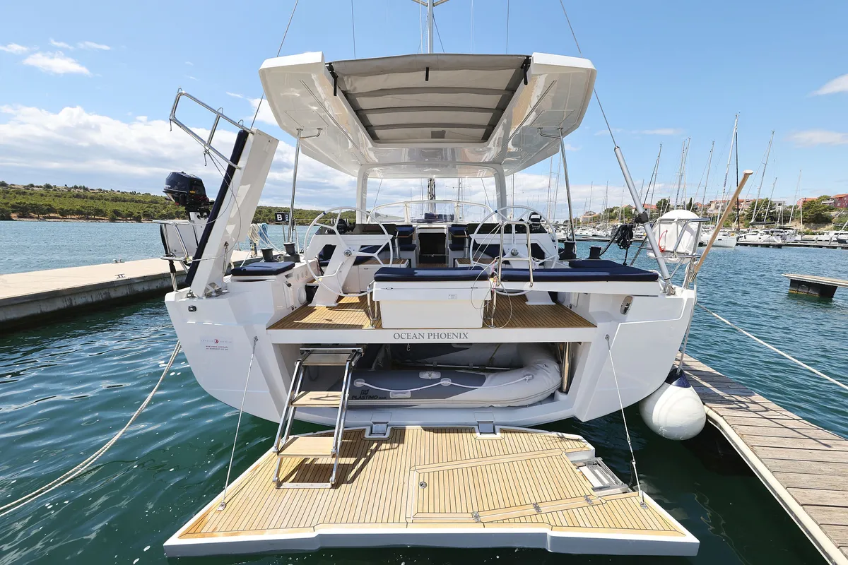 Exterior view of Ocean Phoenix, a Hanse 510 sailboat at Grad Šibenik, Croatia