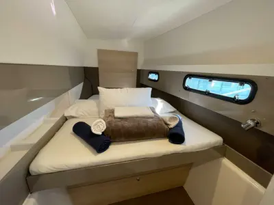 Cabin on NAMASTE_DB, a Bali 4.1 catamaran at Airlie Beach, Australia