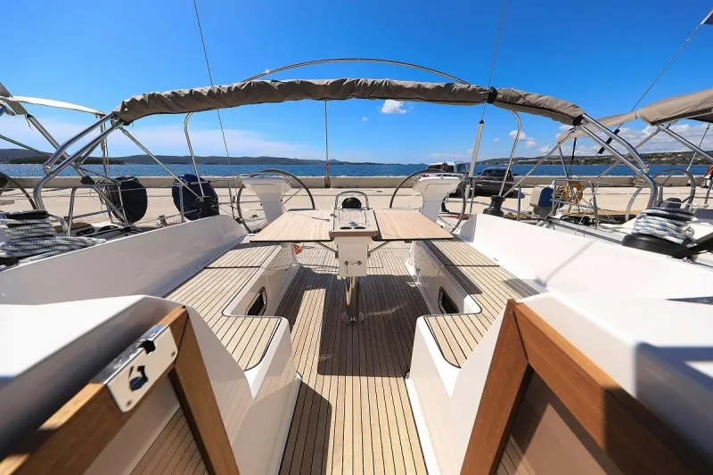 Deck of Hana, a Bavaria Cruiser 46 Style sailboat at Biograd na Moru, Croatia