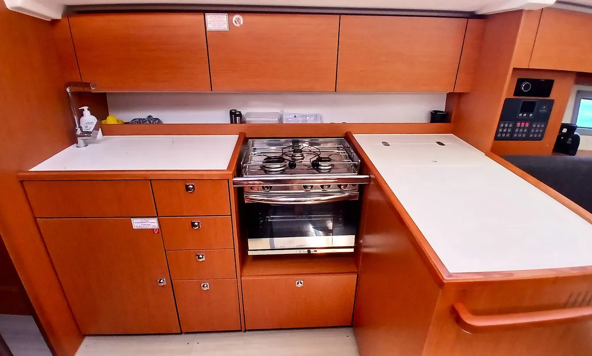 Galley of Eleni, a Bavaria C38 sailboat at Municipal Unit of Lefkada, Greece