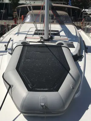 Deck of Lady Flora 3, a Bavaria C50 sailboat at Ellomenos, Greece