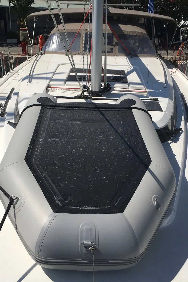Deck of Lady Flora 3, a Bavaria C50 sailboat at Ellomenos, Greece