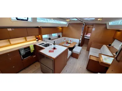 Galley of Lady Flora 3, a Bavaria C50 sailboat at Ellomenos, Greece