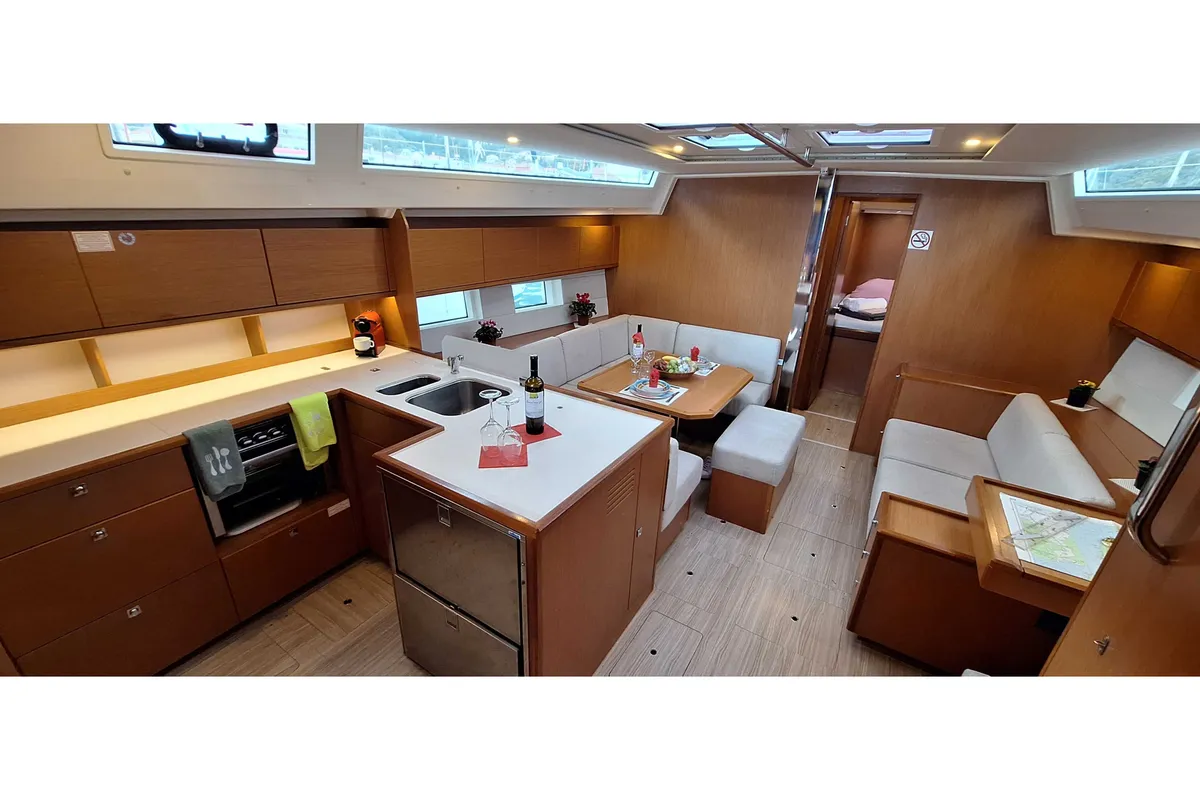 Galley of Lady Flora 3, a Bavaria C50 sailboat at Ellomenos, Greece