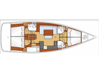 Floor plan of AF-O48S, a Beneteau Oceanis 48 sailboat at Athens, Greece