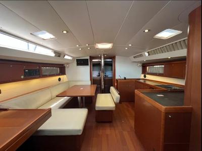 Salon of AF-O48S, a Beneteau Oceanis 48 sailboat at Athens, Greece