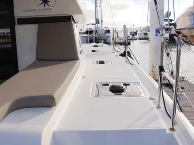 Deck of Odyssey_X, a Lagoon 42 catamaran at Road Town, British Virgin Islands