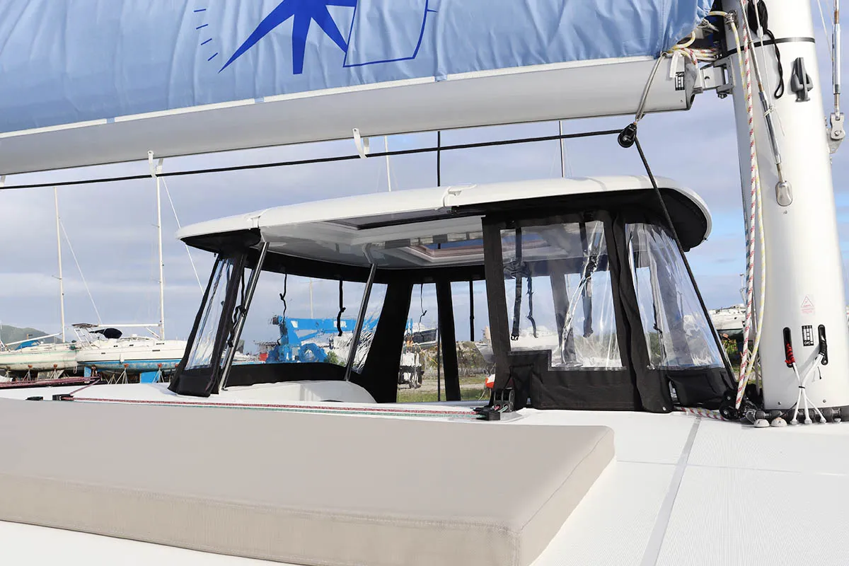 Deck of Odyssey_X, a Lagoon 42 catamaran at Road Town, British Virgin Islands