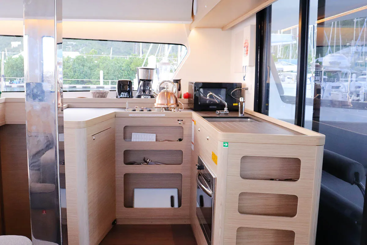Galley of Odyssey_X, a Lagoon 42 catamaran at Road Town, British Virgin Islands