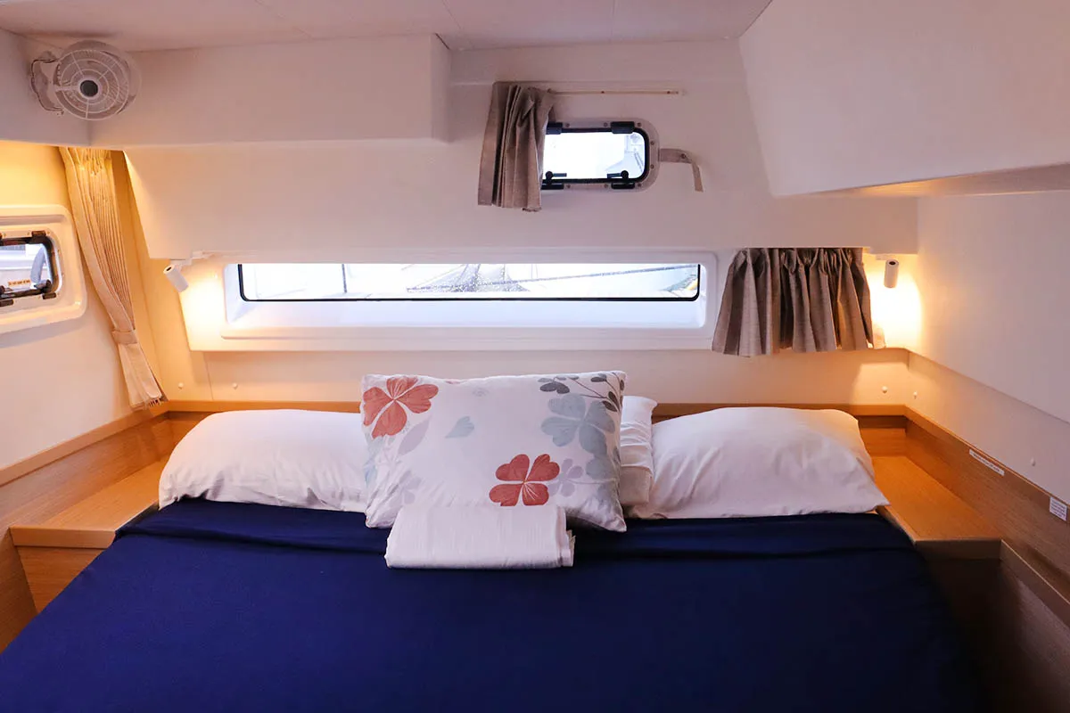Cabin on Odyssey_X, a Lagoon 42 catamaran at Road Town, British Virgin Islands