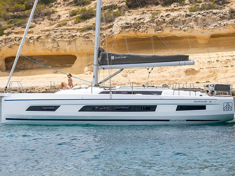 Exterior view of Ifigenia, a Dufour 41 sailboat at Palermo, Italy