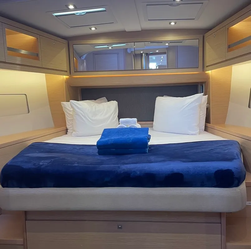 Cabin on Knot Online, a Dufour 470 sailboat at Road Town, British Virgin Islands