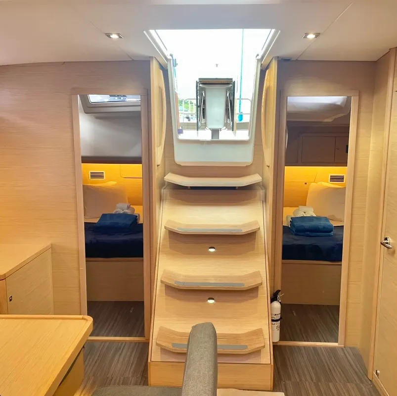 Cabin on Knot Online, a Dufour 470 sailboat at Road Town, British Virgin Islands