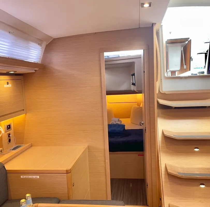 Cabin on Knot Online, a Dufour 470 sailboat at Road Town, British Virgin Islands