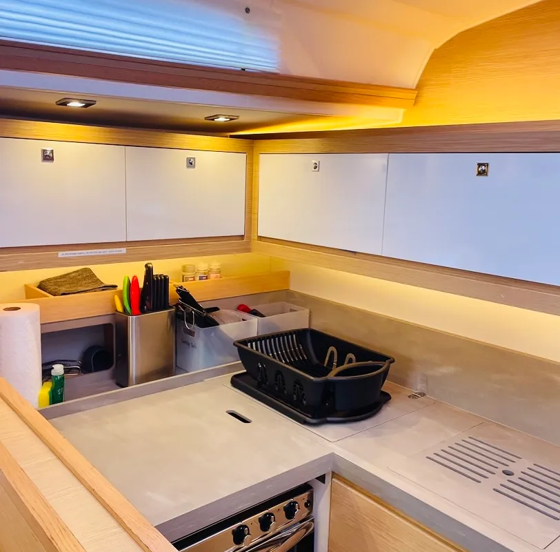 Galley of Knot Online, a Dufour 470 sailboat at Road Town, British Virgin Islands
