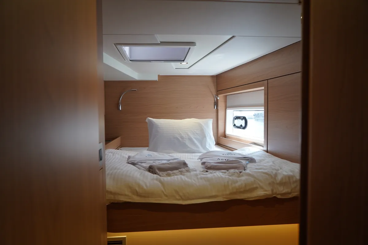 Cabin on Amelia, a Bali 4.6 catamaran at Fethiye, Turkey
