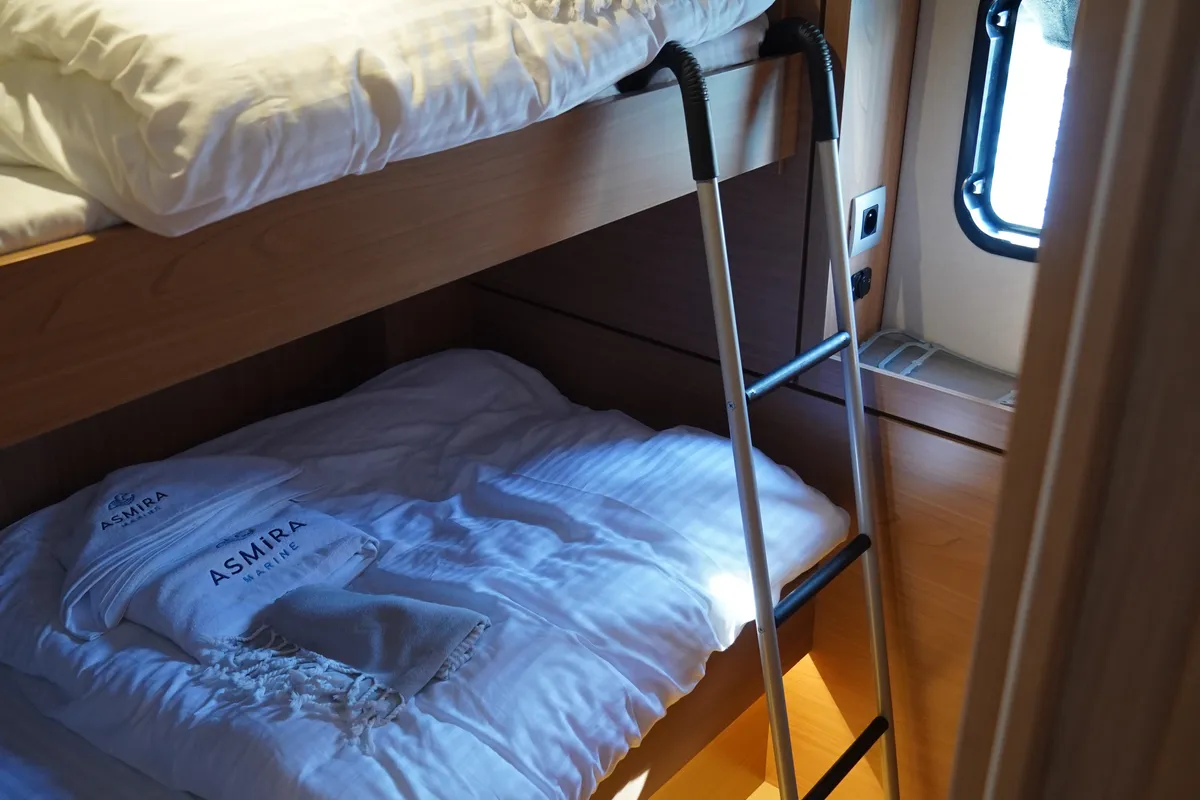 Cabin on Amelia, a Bali 4.6 catamaran at Fethiye, Turkey