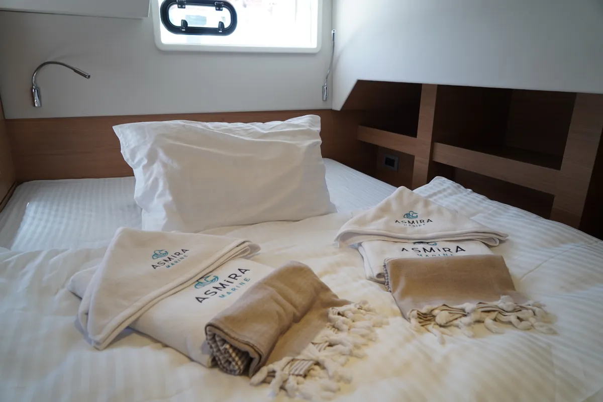 Cabin on Amelia, a Bali 4.6 catamaran at Fethiye, Turkey