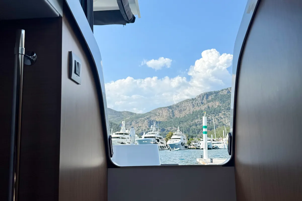 Salon of Amelia, a Bali 4.6 catamaran at Fethiye, Turkey