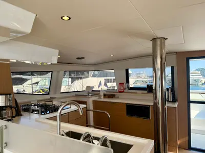 Galley of Amelia, a Bali 4.6 catamaran at Fethiye, Turkey